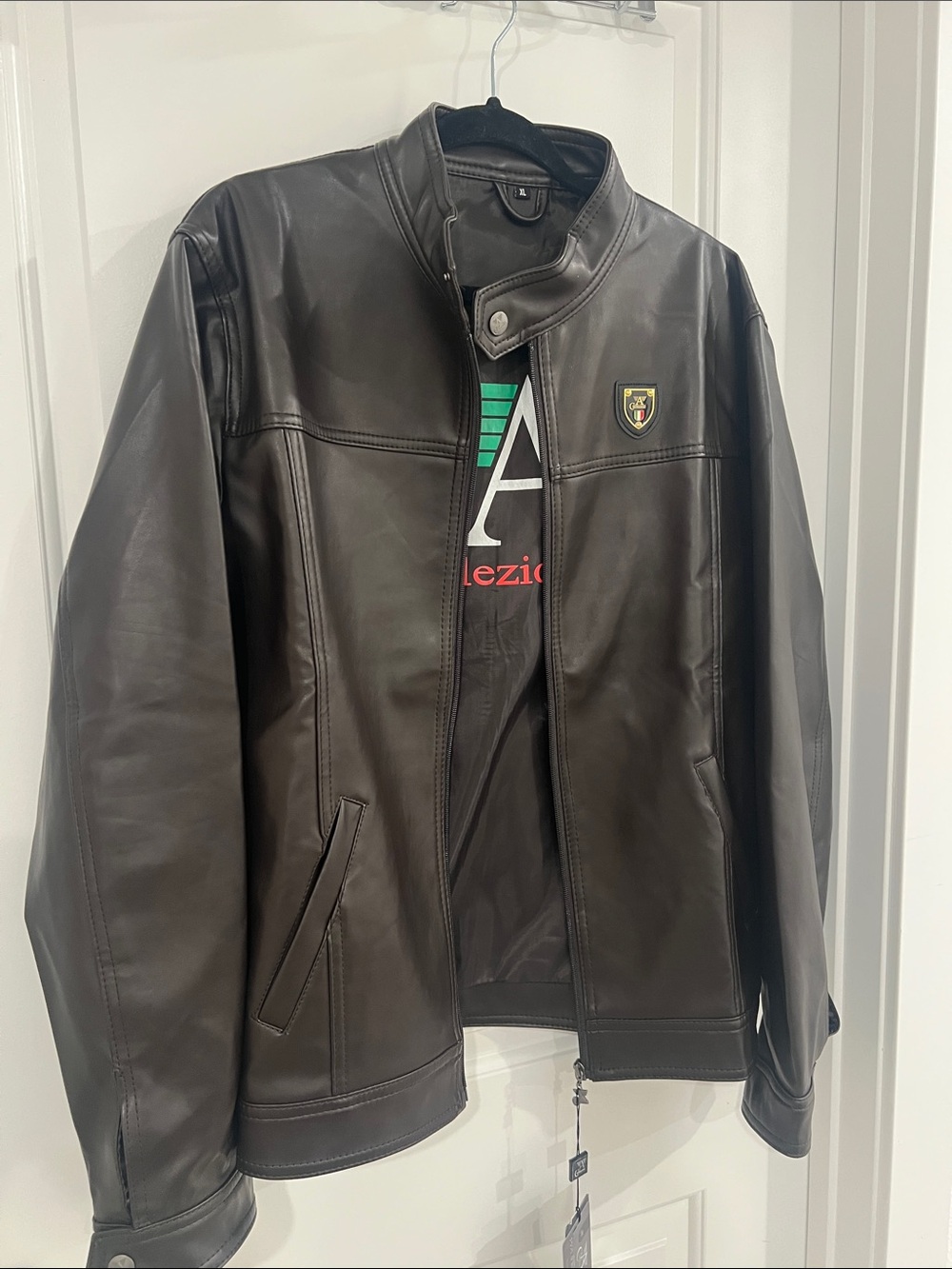 Men's Black Italian Leather Jacket - size XL  by A.Collezioni